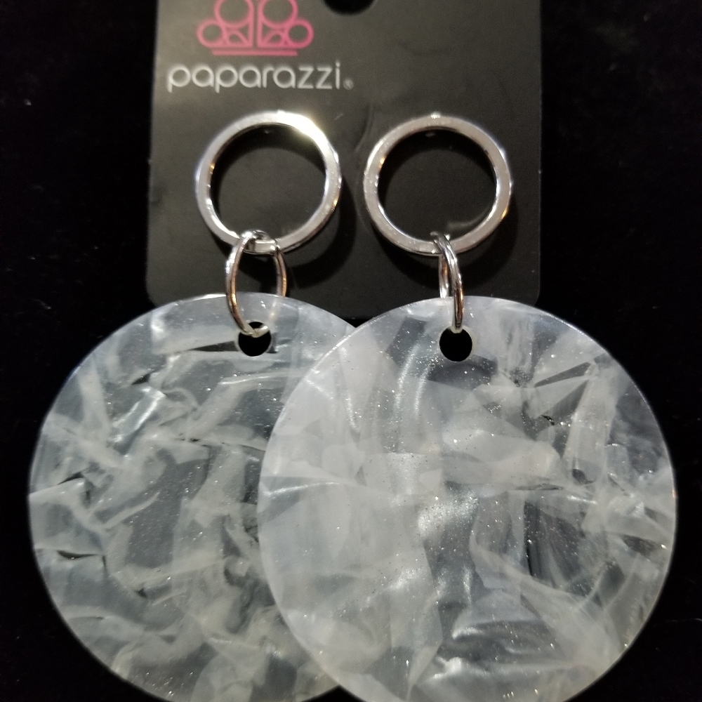 Large white paparazzi acrylic earrings